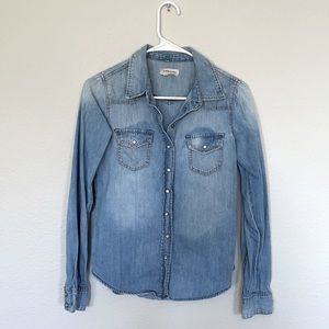 Denim Long Sleeve Button Down Shirt H&M Size 4